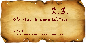 Kádas Bonaventúra névjegykártya
